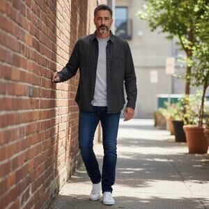 Levis Mens Black Button Down Shirt Long Sleeve M